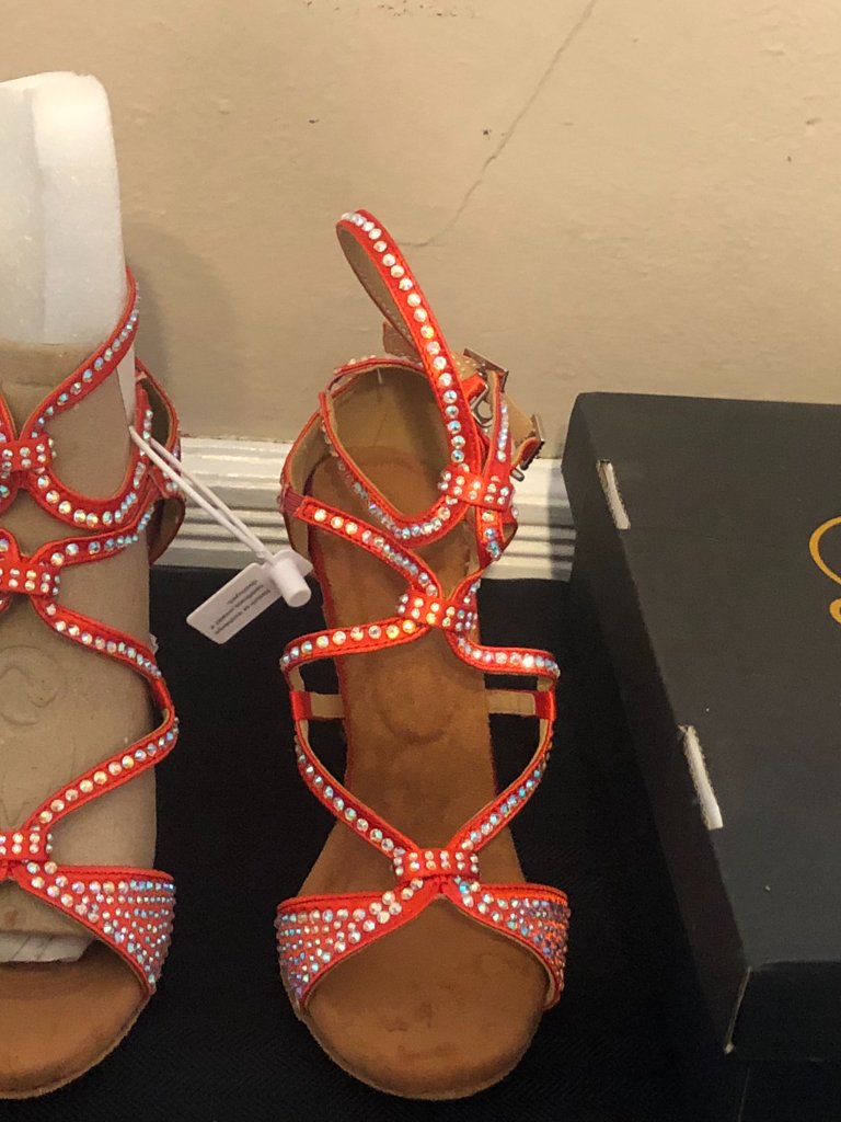Dance And Sway Tangerine Rhinestone Latin Dance Shoes 7-7.5 — image 7 of 8